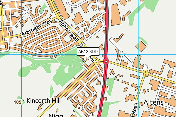 AB12 3DD map - OS VectorMap District (Ordnance Survey)