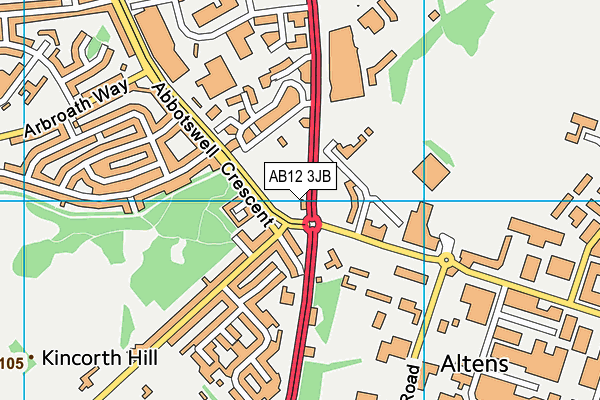 AB12 3JB map - OS VectorMap District (Ordnance Survey)