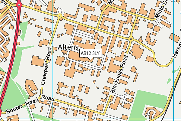 AB12 3LY map - OS VectorMap District (Ordnance Survey)