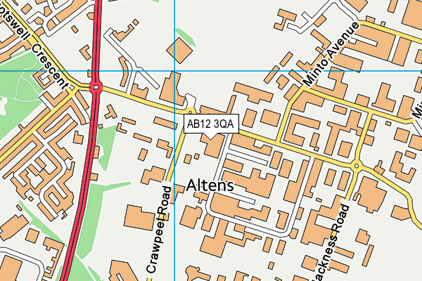 AB12 3QA map - OS VectorMap District (Ordnance Survey)