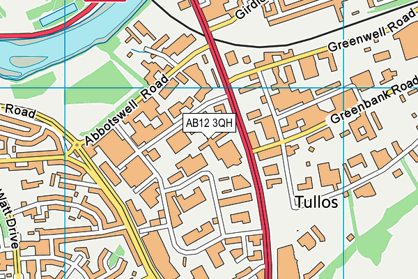 AB12 3QH map - OS VectorMap District (Ordnance Survey)