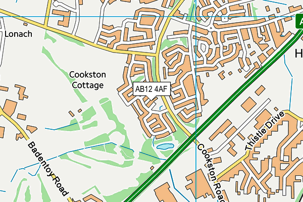 AB12 4AF map - OS VectorMap District (Ordnance Survey)