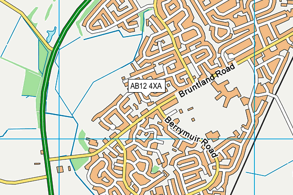 AB12 4XA map - OS VectorMap District (Ordnance Survey)