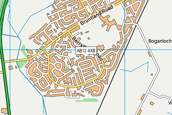 AB12 4XB map - OS VectorMap District (Ordnance Survey)