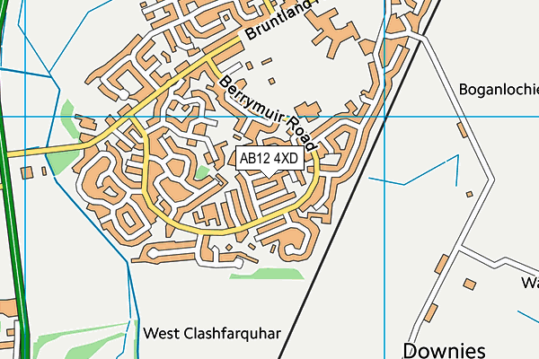 AB12 4XD map - OS VectorMap District (Ordnance Survey)