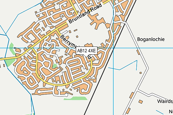 AB12 4XE map - OS VectorMap District (Ordnance Survey)