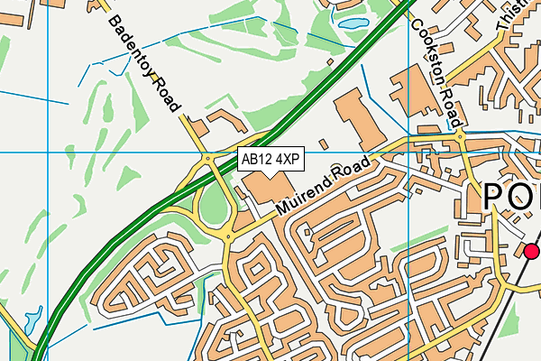 AB12 4XP map - OS VectorMap District (Ordnance Survey)