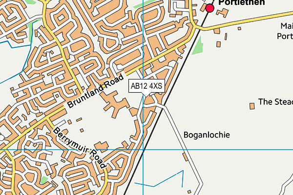 AB12 4XS map - OS VectorMap District (Ordnance Survey)
