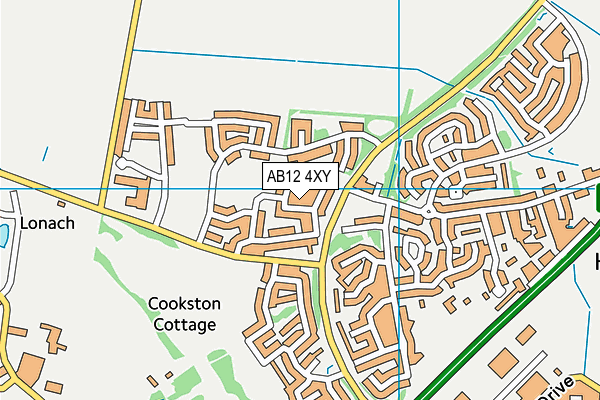 AB12 4XY map - OS VectorMap District (Ordnance Survey)