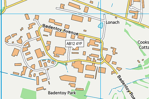AB12 4YF map - OS VectorMap District (Ordnance Survey)
