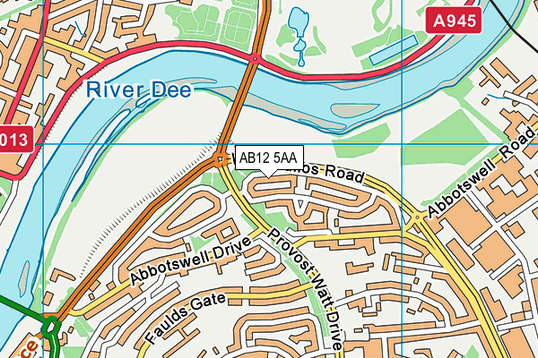 AB12 5AA map - OS VectorMap District (Ordnance Survey)