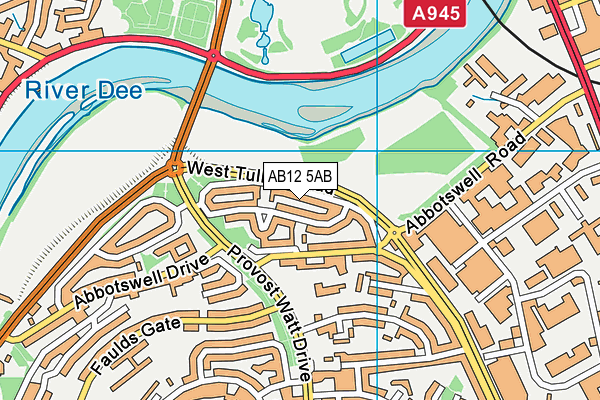 AB12 5AB map - OS VectorMap District (Ordnance Survey)