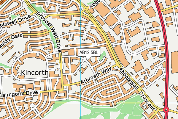 AB12 5BL map - OS VectorMap District (Ordnance Survey)