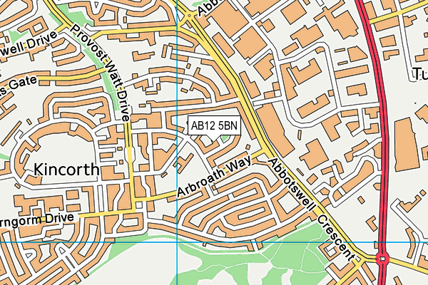 AB12 5BN map - OS VectorMap District (Ordnance Survey)