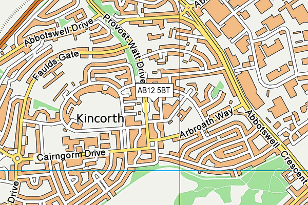 AB12 5BT map - OS VectorMap District (Ordnance Survey)