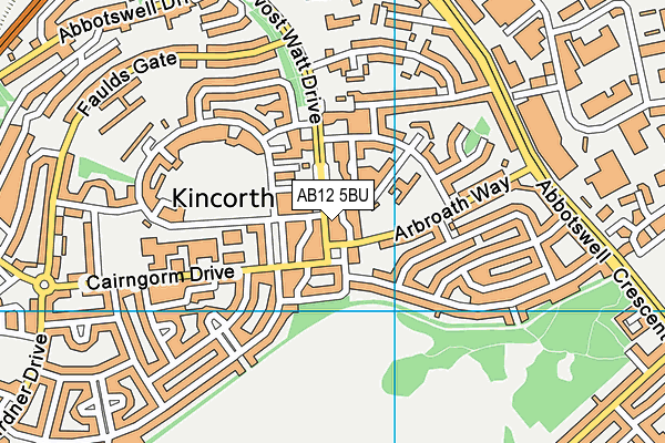 AB12 5BU map - OS VectorMap District (Ordnance Survey)