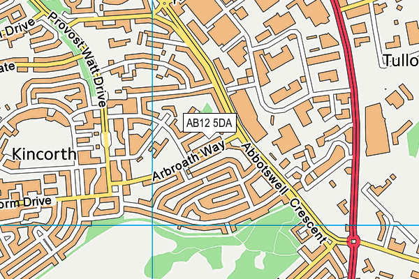 AB12 5DA map - OS VectorMap District (Ordnance Survey)