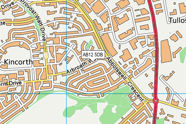 AB12 5DB map - OS VectorMap District (Ordnance Survey)