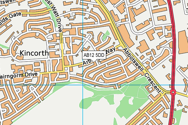 AB12 5DD map - OS VectorMap District (Ordnance Survey)