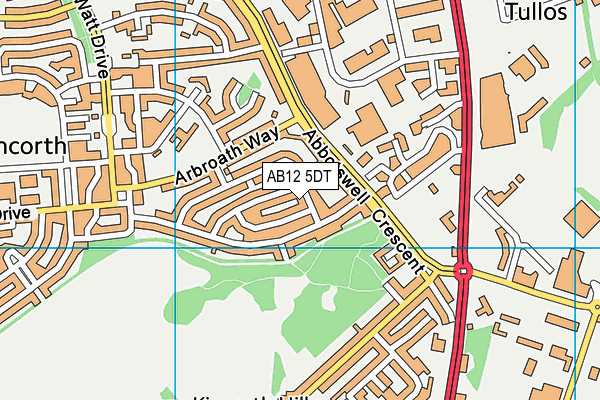AB12 5DT map - OS VectorMap District (Ordnance Survey)