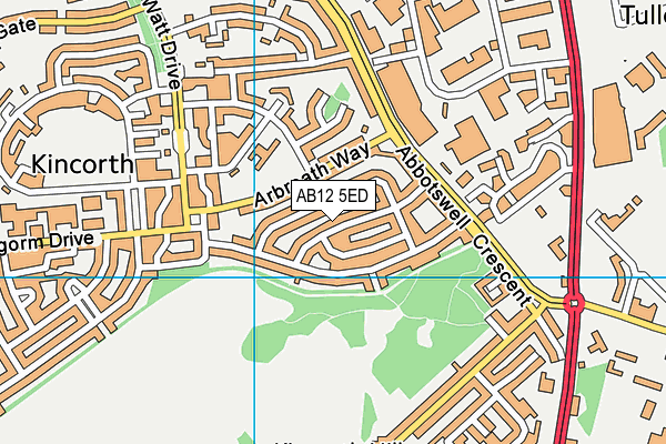 AB12 5ED map - OS VectorMap District (Ordnance Survey)