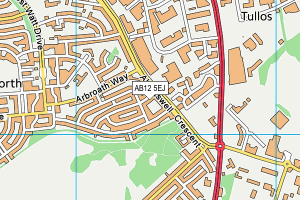AB12 5EJ map - OS VectorMap District (Ordnance Survey)