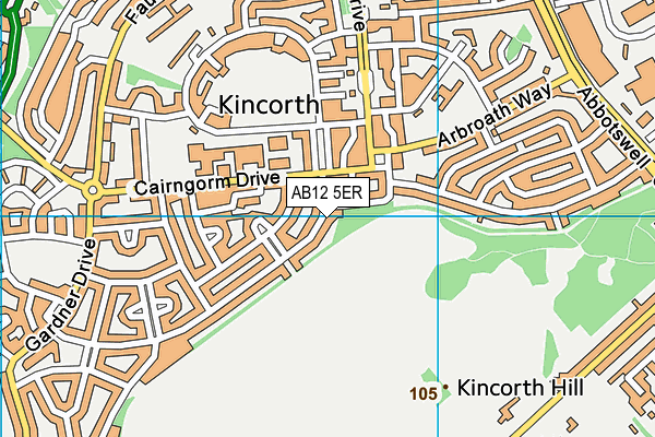 AB12 5ER map - OS VectorMap District (Ordnance Survey)