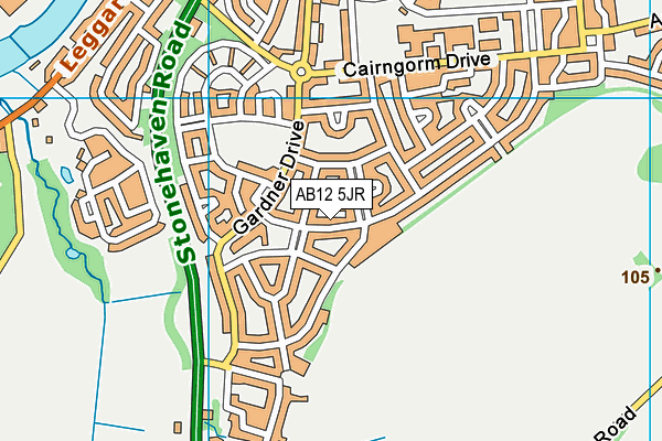 AB12 5JR map - OS VectorMap District (Ordnance Survey)