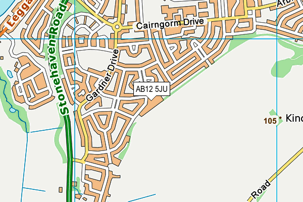 AB12 5JU map - OS VectorMap District (Ordnance Survey)