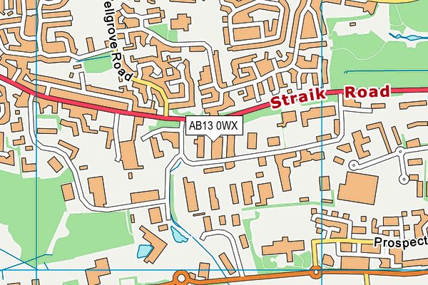 AB13 0WX map - OS VectorMap District (Ordnance Survey)