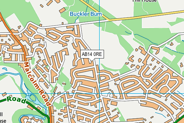 AB14 0RE map - OS VectorMap District (Ordnance Survey)