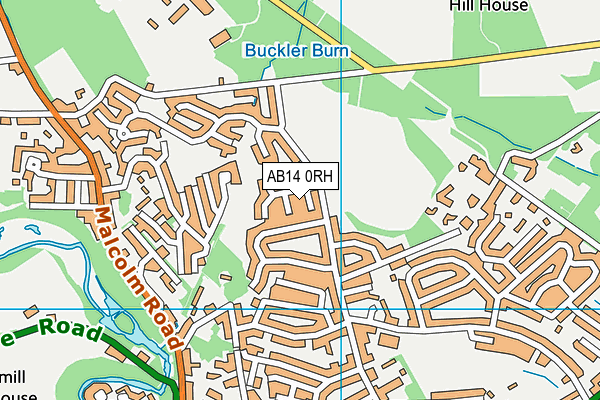 AB14 0RH map - OS VectorMap District (Ordnance Survey)