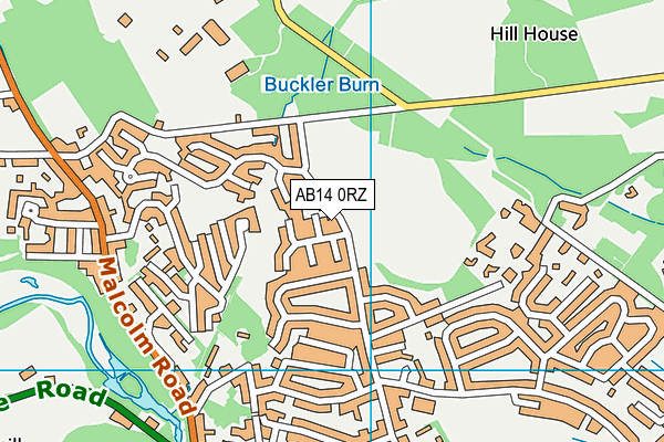 AB14 0RZ map - OS VectorMap District (Ordnance Survey)