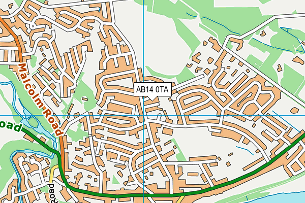AB14 0TA map - OS VectorMap District (Ordnance Survey)