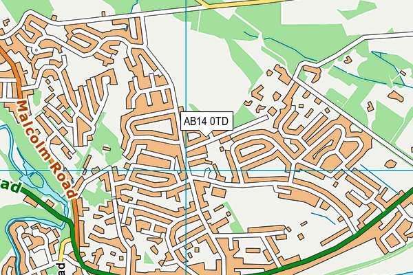 AB14 0TD map - OS VectorMap District (Ordnance Survey)