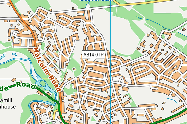 AB14 0TP map - OS VectorMap District (Ordnance Survey)