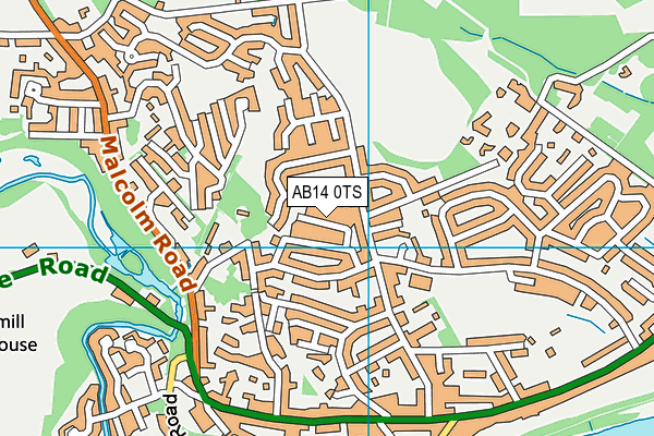 AB14 0TS map - OS VectorMap District (Ordnance Survey)