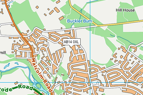 AB14 0XL map - OS VectorMap District (Ordnance Survey)