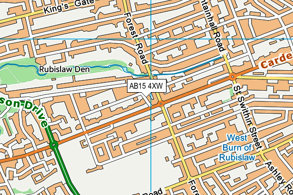AB15 4XW map - OS VectorMap District (Ordnance Survey)