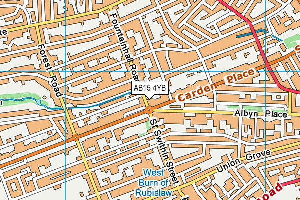 AB15 4YB map - OS VectorMap District (Ordnance Survey)