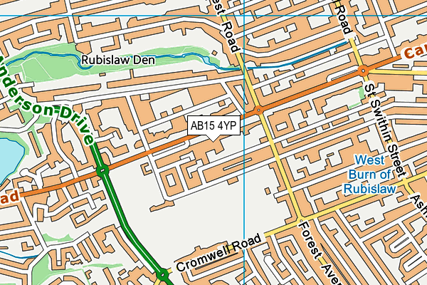 AB15 4YP map - OS VectorMap District (Ordnance Survey)