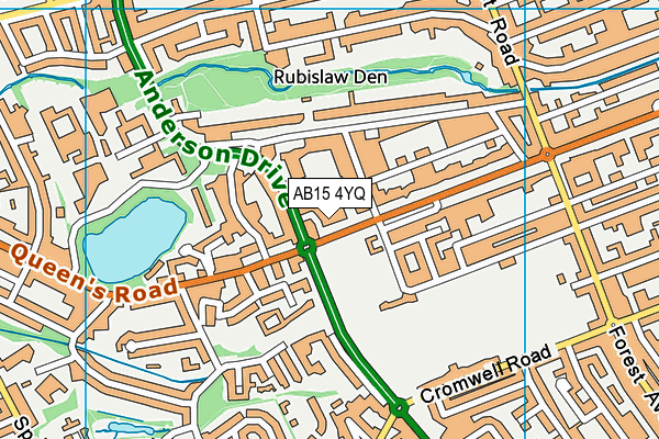 AB15 4YQ map - OS VectorMap District (Ordnance Survey)
