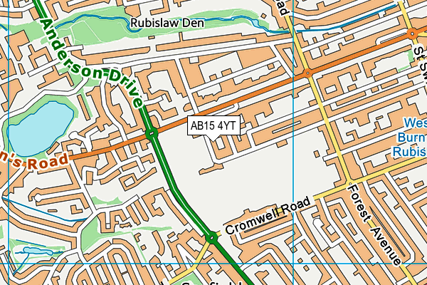 AB15 4YT map - OS VectorMap District (Ordnance Survey)