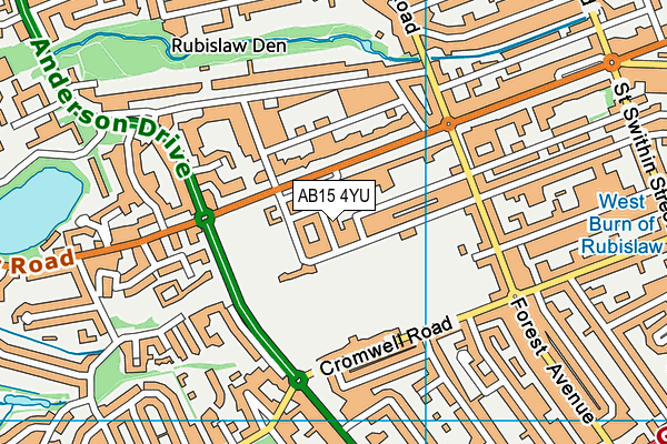 AB15 4YU map - OS VectorMap District (Ordnance Survey)