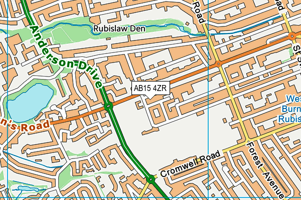 AB15 4ZR map - OS VectorMap District (Ordnance Survey)
