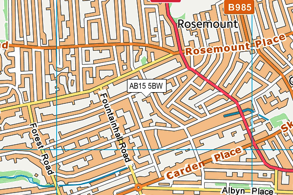 AB15 5BW map - OS VectorMap District (Ordnance Survey)