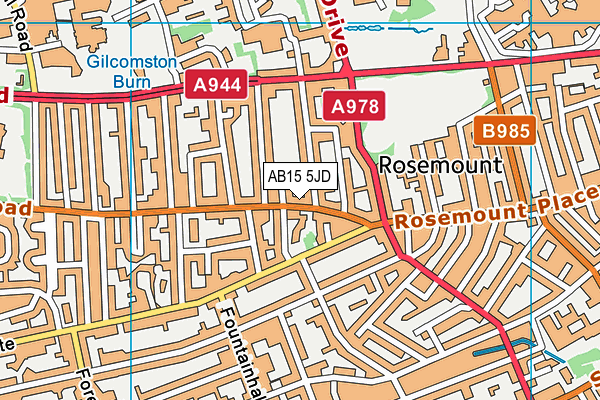 AB15 5JD map - OS VectorMap District (Ordnance Survey)