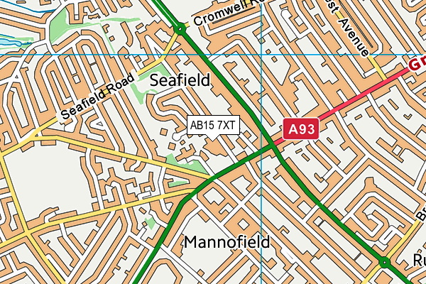 AB15 7XT map - OS VectorMap District (Ordnance Survey)