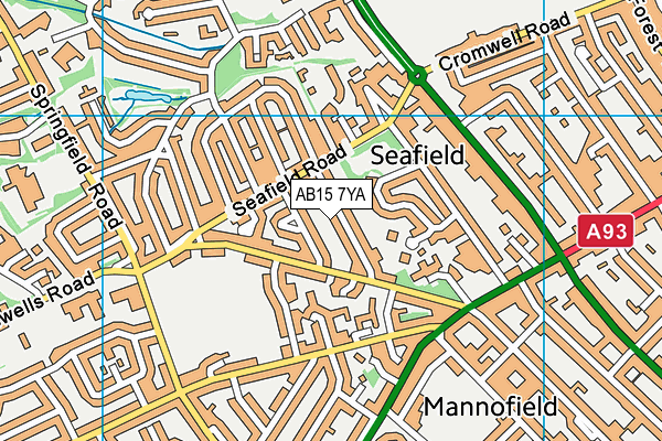 AB15 7YA map - OS VectorMap District (Ordnance Survey)