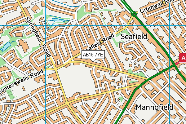 AB15 7YE map - OS VectorMap District (Ordnance Survey)